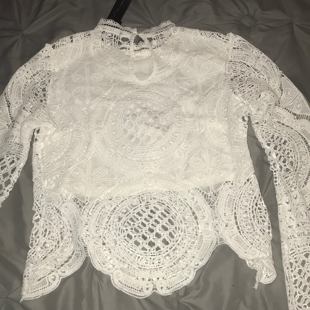 White long sleeve crop top - Picture 3 of 4
